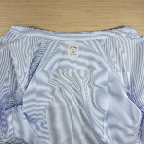 Brooks Brothers 1818 Womens Fitted Blue Striped Shirt 12 Preppy Nautical - Picture 2 of 8